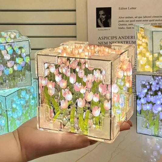 Lámpara Espejo Tulipán DIY Luz de Noche Decorativa para Dormitorio | Regalo Ideal
