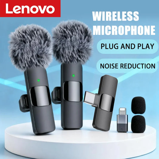 Micrófono Inalámbrico Mini Lenovo Para Celular iPhone y Android | Streaming y Grabación